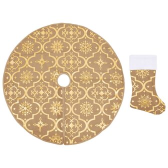 Kerstboomrok luxe met sok 150 cm stof geel 2
