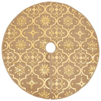 Kerstboomrok luxe met sok 150 cm stof geel 3