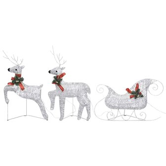 Kerstdecoratie rendieren en slee 60 LED&amp;apos;s zilverkleurig 2