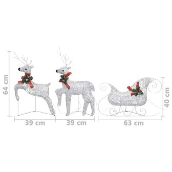 Kerstdecoratie rendieren en slee 60 LED&amp;apos;s zilverkleurig 7