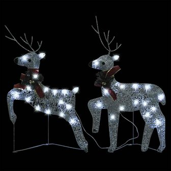 Kerstrendieren 2 st 40 LED&amp;apos;s zilverkleurig 3