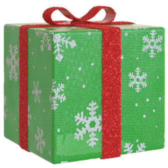 Kerstfiguur cadeaudoos 3 st verlicht 64 warmwitte LED&amp;apos;s 7