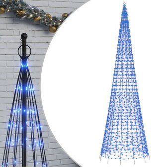LED-kerstboom aan vlaggenmast 1534 LEDs 500 cm blauw 2