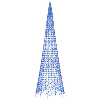 LED-kerstboom aan vlaggenmast 1534 LEDs 500 cm blauw 4