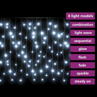 Lichtgordijn met 400 LED&amp;apos;s en 8 functies 10 m koudwit 5