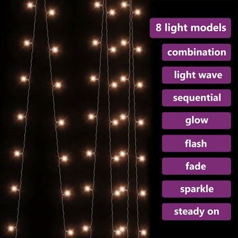 Lichtsnoergordijn met 300 LED&amp;apos;s en 8 functies 3x3 m warmwit 3