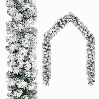 Kerstslinger met sneeuw 5 m PVC groen 1
