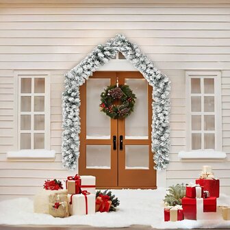 Kerstslinger met sneeuw 5 m PVC groen 2