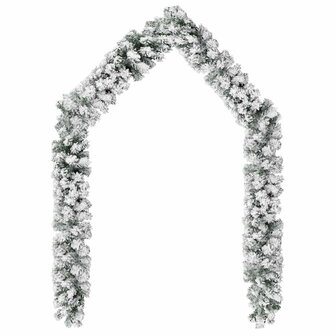 Kerstslinger met sneeuw 10 m PVC groen 2