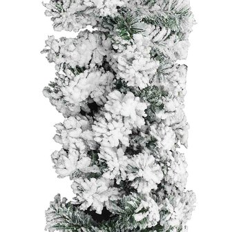 Kerstslinger met sneeuw 20 m PVC groen 3