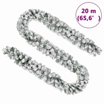 Kerstslinger met sneeuw 20 m PVC groen 5