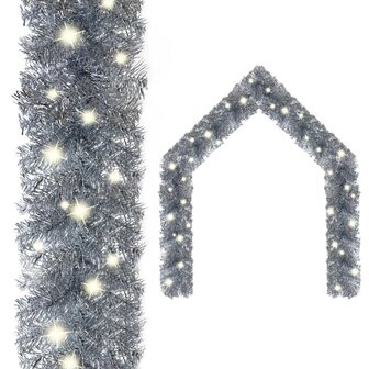 Kerstslinger met LED-lampjes 10 m zilverkleurig 1