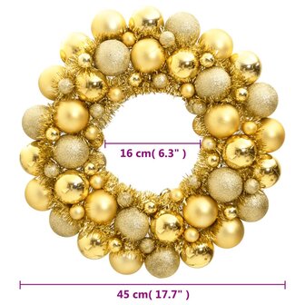 Kerstkrans 45 cm polystyreen goudkleurig 4