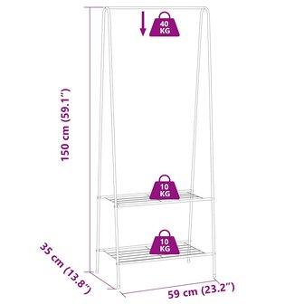 Kledingrek 59x35x150 cm wit 5