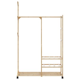 Kledingrek met schappen en wielen 100x38x175,5 cm bamboe 4