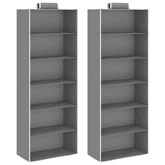 Kledingorganisers hangend 2 st met 6 schappen stof 1