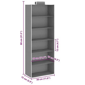 Kledingorganisers hangend 2 st met 6 schappen stof 9