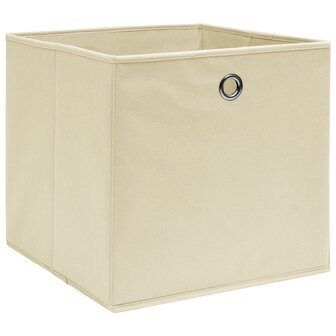 Opbergboxen 10 st 32x32x32 cm stof cr&egrave;mekleurig 2