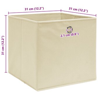 Opbergboxen 10 st 32x32x32 cm stof cr&egrave;mekleurig 5