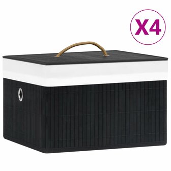 Opbergboxen 4 st bamboe zwart 1