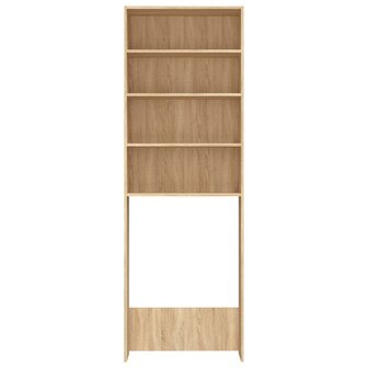 Wasmachinekast 64x24x190 cm wit en sonoma eikenkleurig 3