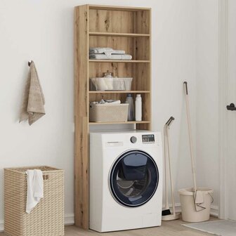 Wasmachinekast 64x24x190 cm artisanaal eikenkleur 3