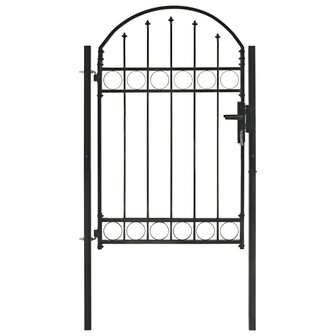 Poort met gebogen bovenkant 100x150 cm staal zwart 1