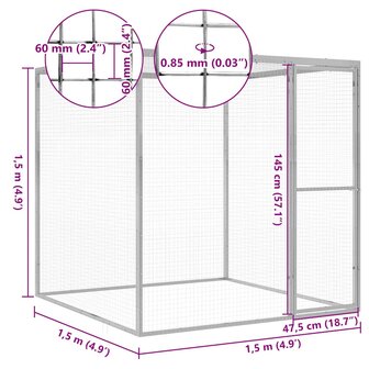Kattenkooi 1,5x1,5x1,5 m gegalvaniseerd staal 5
