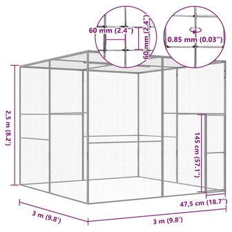 Kattenkooi 3x3x2,5 m gegalvaniseerd staal 5