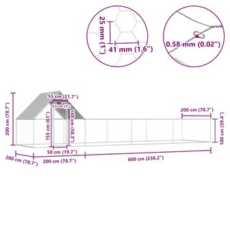 Kippenren 8x2x2 m gegalvaniseerd staal 6