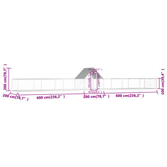 Kippenren 14x2x2 m gegalvaniseerd staal 7