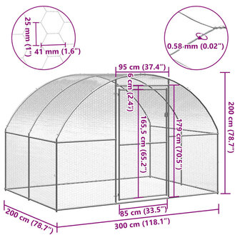 Kippenren 3x2x2 m gegalvaniseerd staal 4