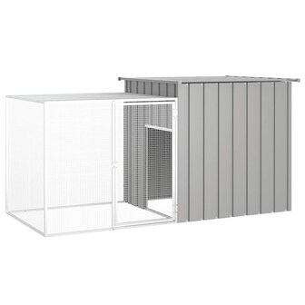 Kippenhok 200x91x100 cm gegalvaniseerd staal grijs 1