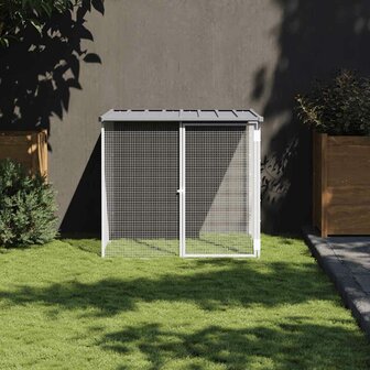 Kippenhok met dak 103x98x90 cm gegalvaniseerd staal lichtgrijs 1