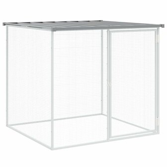 Kippenhok met dak 103x98x90 cm gegalvaniseerd staal lichtgrijs 2