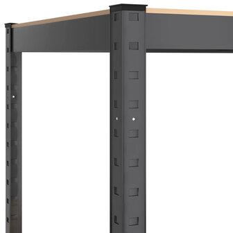Opbergrek 5-laags staal &amp; bewerkt hout antracietkleurig 6