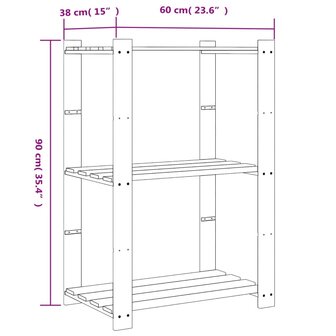 Opbergrek 3-laags 60x38x90 cm massief grenenhout bruin 7