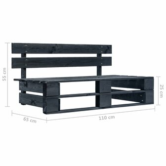 Tuinmiddenbank pallet zwart ge&iuml;mpregneerd grenenhout 6