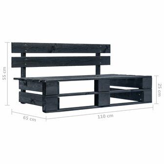 Tuinmiddenbank pallet zwart ge&iuml;mpregneerd grenenhout 6