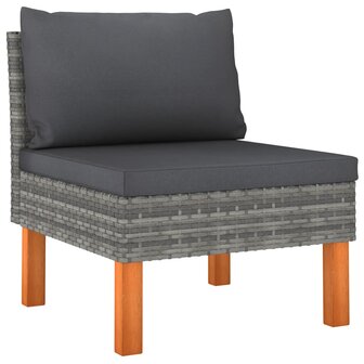 Middenbanken 2 st poly rattan en massief eucalyptushout 3