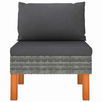Middenbanken 2 st poly rattan en massief eucalyptushout 4