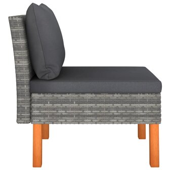 Middenbanken 2 st poly rattan en massief eucalyptushout 5