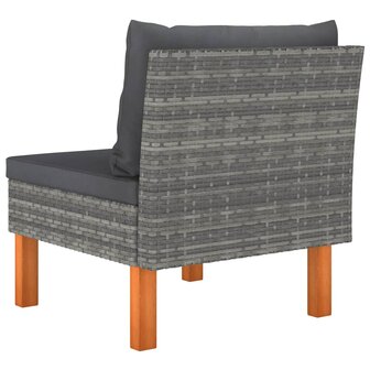 Middenbanken 2 st poly rattan en massief eucalyptushout 6