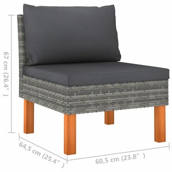 Middenbanken 2 st poly rattan en massief eucalyptushout 9