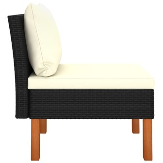 Middenbanken 2 st poly rattan en massief eucalyptushout 5