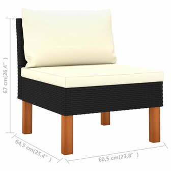 Middenbanken 2 st poly rattan en massief eucalyptushout 8