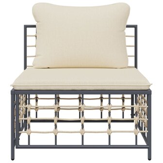 Tuinmiddenbank met beige kussens poly rattan 3