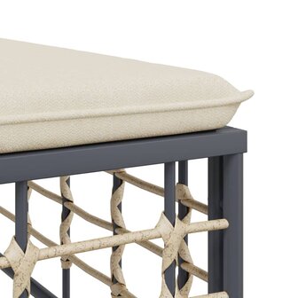 Tuinmiddenbank met beige kussens poly rattan 5