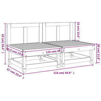 Tuinmiddenbanken 2 st massief grenenhout wit 8