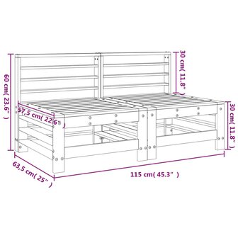 Tuinmiddenbanken 2 st massief grenenhout grijs 8
